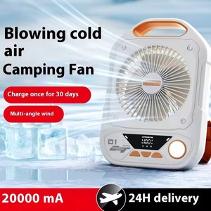 Ventilateur de camping portable et durable pour l'extérieur, batterie 10000 mAh, lumière LED, 90. Oscillation automatique, sans fil, idéal pour le camping et l'utilisation sur le bureau - Product Image 5