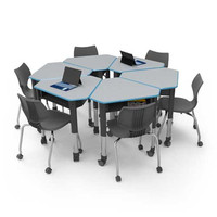 Bureau d'ordinateur portable en métal et bois pour étudiants, table et chaise triangulaire