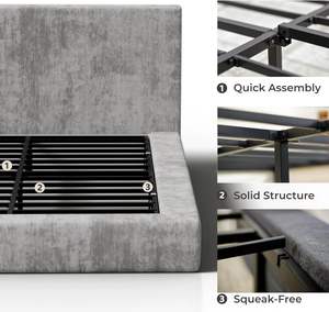 <span class=keywords><strong>Lit</strong></span> rembourré minimaliste à commande par courrier moins cher avec tête <span class=keywords><strong>de</strong></span> <span class=keywords><strong>lit</strong></span>, plateforme rembourrée <span class=keywords><strong>de</strong></span> mousse <span class=keywords><strong>de</strong></span> 5 pouces, assemblage facile, article <span class=keywords><strong>de</strong></span> bricolage rapide - Product Image 4