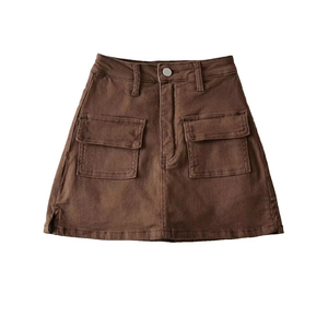 Summer New A-word Denim <strong>Short</strong> Skirt Skirt Women European and American Style High-waisted Pocket Elastic Cargo <strong>Culottes</strong> - Product Image 1