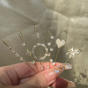 Nouvelle arrivée géométrique feuille Zircon perle aiguille crochet oreille croix manchette Piercing boucles d'oreilles oreille Wrap chenilles bijoux - Product Image 5