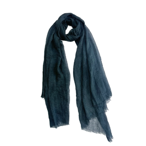 Sciarpa Lavorata a Maglia Angelina 90x180cm Grigio Verde Tinta Unita Effetto Stropicciato Sottovuoto - Product Image 1