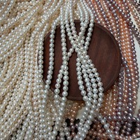 Perles d'eau douce naturelles semi-rondes de 7 mm, perles en vrac pour bricolage, produit semi-fini, 39 cm de long, environ 58 pièces