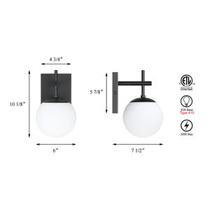 US Instock ETL Wandlamp met hangende globe, glazen bol, decoratieve wandlamp voor slaapkamer, badkamer en huis. - Product Image 5
