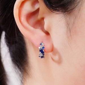 Orecchini a Cerchio in Oro Bianco con Zaffiri da Donna, Design Geometrico Classico, in Lega Placcata Argento, Gioielli da Festa, Taglio Ovale con Incastonatura a Griffe - Product Image 5