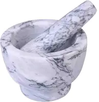 Nuovo Design vendita diretta in fabbrica di mortaio e pestello in pietra di marmo bianco rotondo sfuso