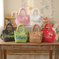 Bolso de pana personalizado, bolso cruzado con nombre bordado, bolso de mano con correa ajustable, regalo de cumpleaños personalizado para niños
