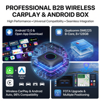 Boîtier vidéo intelligent pour voiture avec CarPlay sans fil, Android 13.0, Qualcomm 8 cœurs, 8+128 Go, 4G SIM, GPS et éclairage d'ambiance, personnalisable OEM en gros