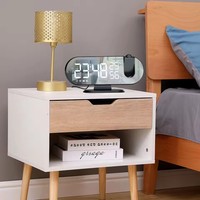Jam Alarm Digital LED Radio FM, jam tangan pintar Digital, LED, jam meja, Desktop elektronik, pengisian USB, jam bangun dengan proyektor waktu 180