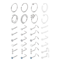 F136 Titanium 14g 16g 20g Gold Plated Nose Ring Lip Staple Tongue Ring Set Punk Style Fashion Piercing Jewelry for Weddings