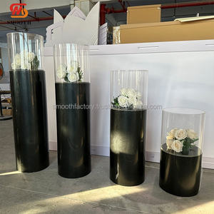 Socle carré noir lisse de 60 cm, 90 cm, 110 cm, 120 cm pour gâteau de mariage, fête, dessert, avec couvercle transparent - Product Image 6