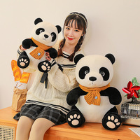 Nouveaux jouets en peluche panda charmants avec écharpe chaude et agréable, animaux en peluche panda kawaii pour cadeaux, compagnons, vente en gros de poupées