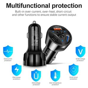 Telefon için Hızlı Şarj Araç Şarj Adaptörü Xiaomi <span class=keywords><strong>3</strong></span> Portlu USB PD Tip C USB Evrensel Araç Hızlı Şarj Cihazı - Product Image 2