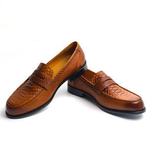 Men's Fashion <strong>Loafers</strong> Handmade Snake Pattern Leather Driving Footwear Comfortable Flat Daily Casual Shoes <strong>Rubber</strong> Bottom New - Product Image 3