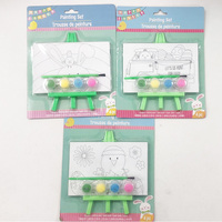 Offre Spéciale Pas Cher Toile Imprimée Avec Des couleurs de peinture et brosse Ensemble de Peinture sur toile Promotion Produits Enfants Ensemble D'art de Peinture