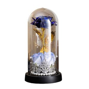 Eternal Rose Lamp Gold Foil Flower Glass <b>Shade</b> Ornament Creative Gift for Girlfriend on Qixi Valentine's Day - Product Image 1