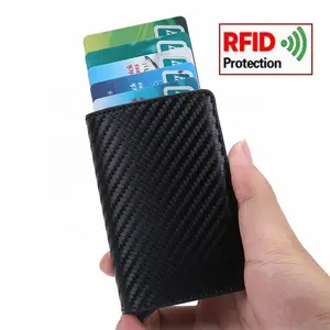 Pemegang Kartu Kredit Tipis Casing ID Bisnis Dompet Kartu Bank Aluminium Pemegang Pemblokir RFID Otomatis Mode
