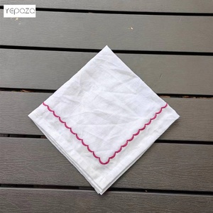 Premium kalite geri dönüşümlü özel logo tasarım nakış yıkanmış pamuk lüks masa peçeteler düğün dekorasyon için - Product Image 4