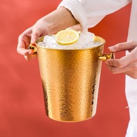 Seau à glace moderne minimaliste en acier inoxydable doré, résistant à la rouille, de luxe léger, capacité 2L/4.5L, pour bar, fête, maison, salon