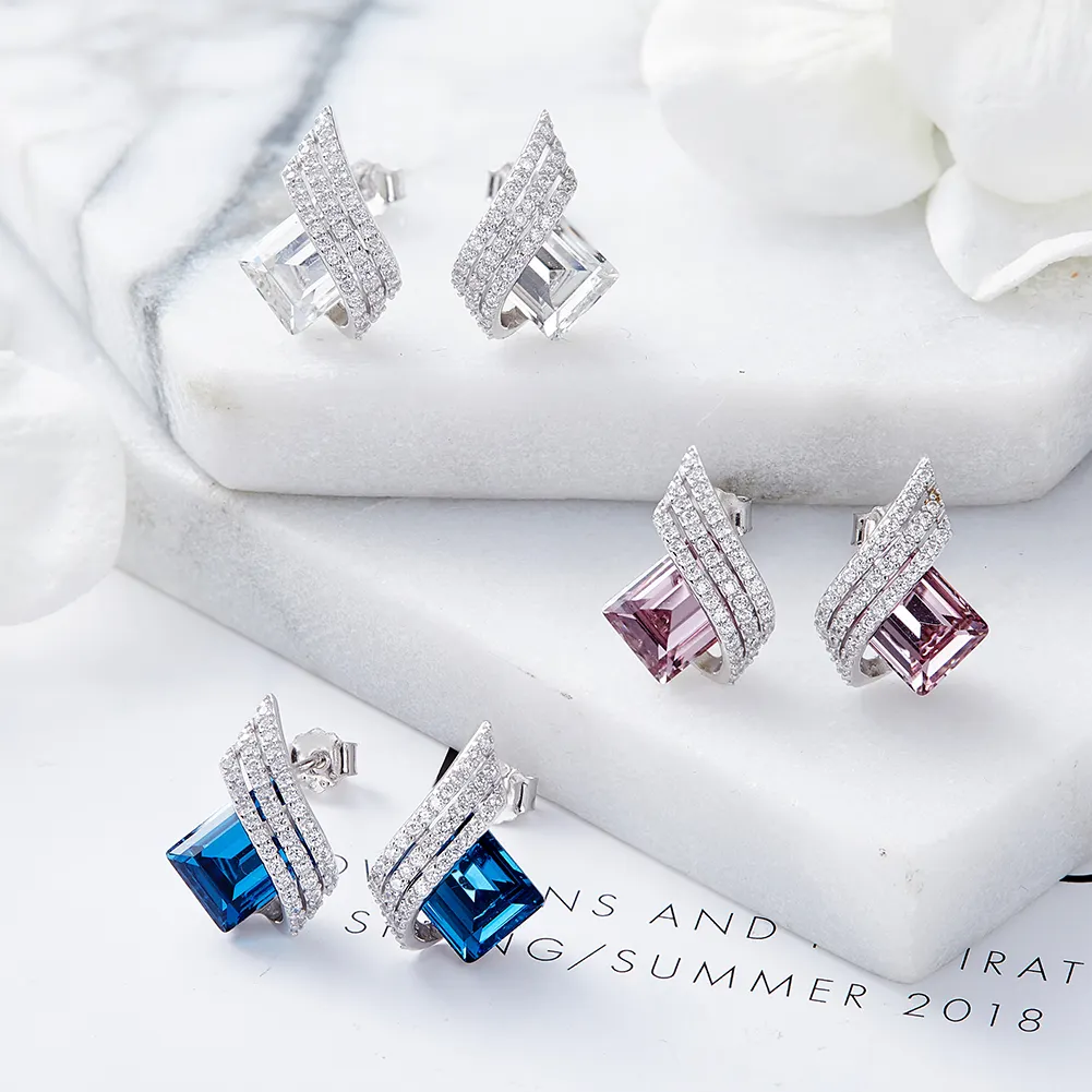 Conjuntos de joyas de cristal austriaco para boda azul real OUXI para mujer, conjunto de joyería de regalo de moda, Día de San Valentín, Navidad, 2017