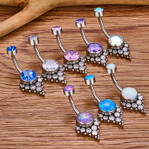 G23 F136 ASTM เจาะสะดือไทเทเนียมภายใน14g โอปอล CZ แหวนปุ่มท้องผู้หญิงเซ็กซี่ nombril เครื่องประดับร่างกาย ombligo - Product Image 5