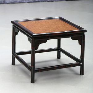 Retro Bamboo Woven Tea Table Set Red Bamboo Small Square Table With Chairs Chinese Style <b>Garden</b> Furniture For Outdoor Use - Product Image 4