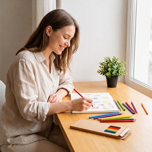 Set di 12 Matite Colorate per Bambini, Fusto Esagonale in Legno, Non Tossiche, Pre-affilate, per <span class=keywords><strong>Disegno</strong></span>, Colorazione e Schizzi, Materiali Artistici - Product Image 6