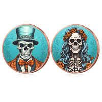 Pièce de monnaie de collection 1 oz en cuivre pur 99,9 %, motif crâne gothique steampunk, pour couple, Halloween