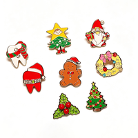 Ensemble de pin's en émail personnalisés OEM avec strass étincelants, motifs Père Noël, Arbre de Noël et dents, pin's de revers en métal pour les fêtes