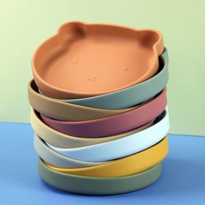 Assiette à ventouse et compartimentée pour bébé, en silicone souple écologique, motif ours - Product Image 2
