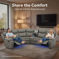 Canapé d'angle moderne en cuir avec haut-parleurs Bluetooth intégrés, rangement et système d'alimentation double, idéal pour appartements et hôtels (vente en gros)