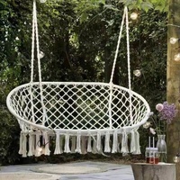 Chaise suspendue en macramé moderne, style bohème, chaise balançoire avec hamac en corde de coton pour jardin, patio, cour, pour deux personnes