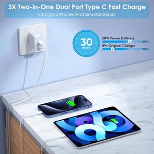 AU US UK EU <b>Plug</b> PD40W Dual 20W USB C Port <b>Fast</b> Type c Charger for Mobile Phone - Product Image 4