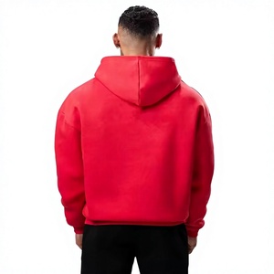 เสื้อฮู้ดสีแดงทรงปกติ ยูนิเซ็กซ์ ผ้าฟลีซสีพื้น สวมใส่สบายสำหรับฤดูหนาว ผ้าดิจิตอลกันยับ 400gsm โพลีเอสเตอร์ 100% - Product Image 2