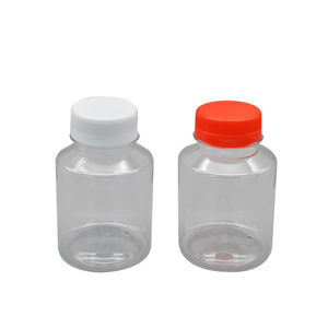 Transparent Pet Bottles Round Screw <b>Cap</b> For Wine Beverage Packaging 250Ml <b>Plastic</b> Container With White And Red Lid - Product Image 5