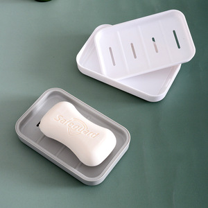 Rectangular Soap Dish Plastic Drainable Soap Holder Bathroom Storage Rack Athens White Platinum Grey - Product Image 3
