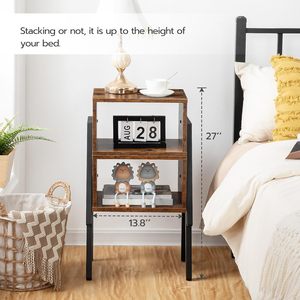 Kleine bijzettafelset, stapelbaar, bijzettafel van natuurlijk hout, uniek design, geschikt voor kleine ruimtes, slaapkamer, woonkamer - Product Image 3