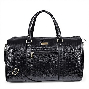 Bolsa de Viaje de Cuero PU con Estampado de Cocodrilo en Forma de Barril, Correa Extraíble, Gran Capacidad, Diseño Moderno, Cierre de Cremallera - Product Image 1