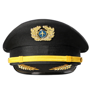 Wholesale custom uniform caps black driver peaked <b>hats</b> with company logo patches embroidery premium quality caps - Product Image 1