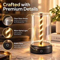 Lampe d'ambiance chaleureuse pour table de chevet, coin lecture, hôtel, café, bar, lampe de table en verre rechargeable sans fil, cadeau décoratif