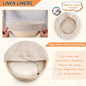 Bread Proofing Basket <b>Set</b> Round 9 Inch and Oval 10 Inch Banneton Bread Bowl Sourdough Bread Making Supplies Tools - Product Image 4