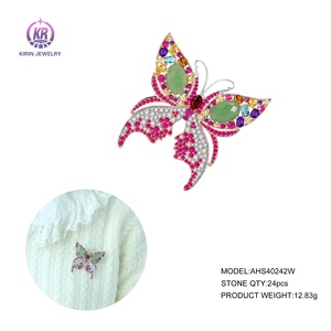 製造元：ブルーピンクの美しい蝶結びブローチピン、アニマルルビークリスタルCCホワイト、プレミアムでトレンディな女性用ブローチピン - Product Image 3