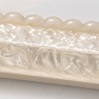 Poussoirs de Mahjong élégants à bords festonnés, texture nacre crème, faits à la main, accessoire de jeu de table de luxe, cadeau
