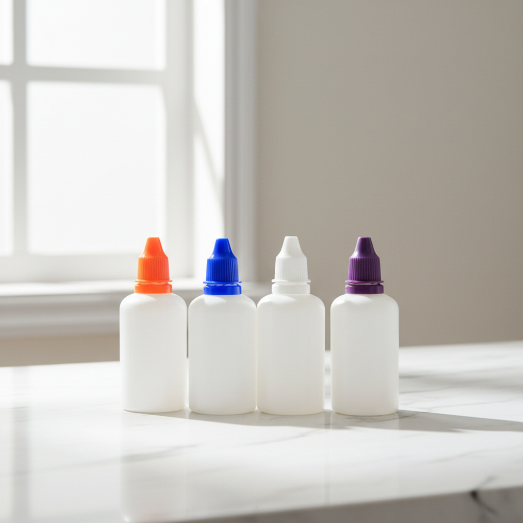 Small Squeeze Eye Drop Bottle 5ml/10ml/15ml Childproof HDPE Plastic Screw Cap Packaging for Medicine Liquid Use