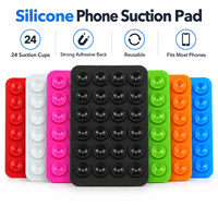 Support adhésif pour téléphone en silicone à 24 ventouses, réutilisable, pour fixation mains libres sur miroir, verre, carrelage