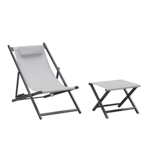 Chaise de plage pliable en aluminium, chaise longue en <span class=keywords><strong>toile</strong></span>, fauteuil inclinable pour solution de sièges d'extérieur avec repose-pieds, options légères - Product Image 6
