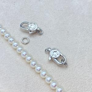 Cadena de suéter de plata S925 hecha a mano, diseño de sonrisa, con un solo botón, a la moda, accesorio de perlas para bricolaje, hebilla de cuentas, fornituras de joyería - Product Image 1