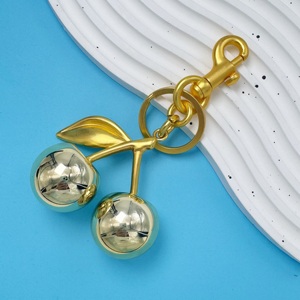 New Style Promotional Creative Car Charm Small <b>Gift</b> for Girls Gold Cherry Key Chains Cute Fruits Acrylic Cherry Keychain - Product Image 6