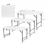 Table de pique-nique rectangulaire pliante en aluminium moderne, pieds personnalisés, blanche, 120x60cm, pour événements extérieurs, vente en gros