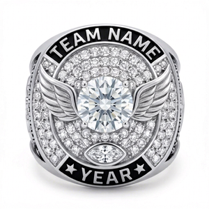 Bague de championnat de cross-country personnalisée, plaquée rhodium, argent sterling 925, bague d'équipe pour les vainqueurs, fabricant OEM ODM en gros - Product Image 1
